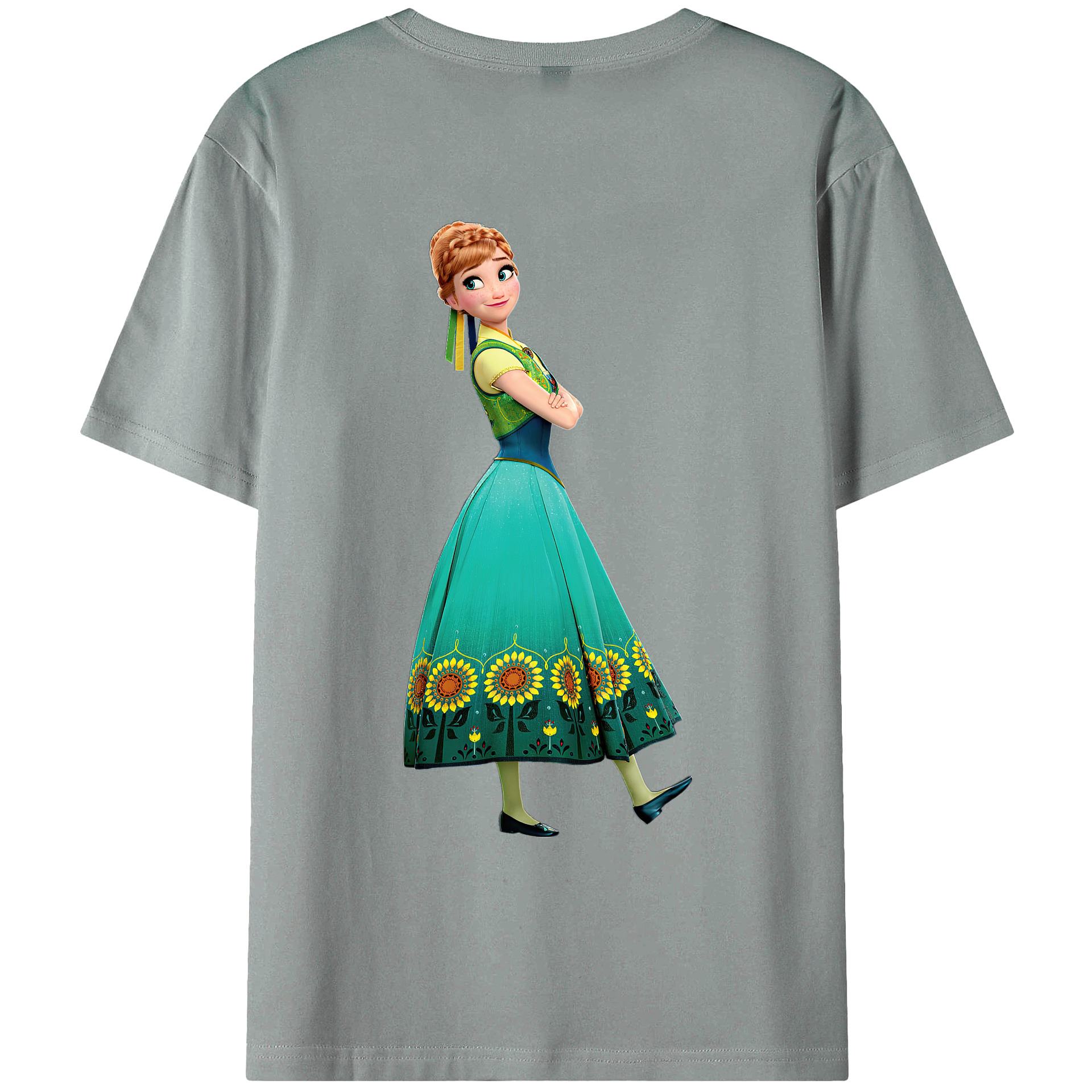 （画像用） アナと雪の女王 アンナ エルサ Frozen Anna Elsa 綿100％ メンズ半袖Tシャツ（バックプリント） 通気性